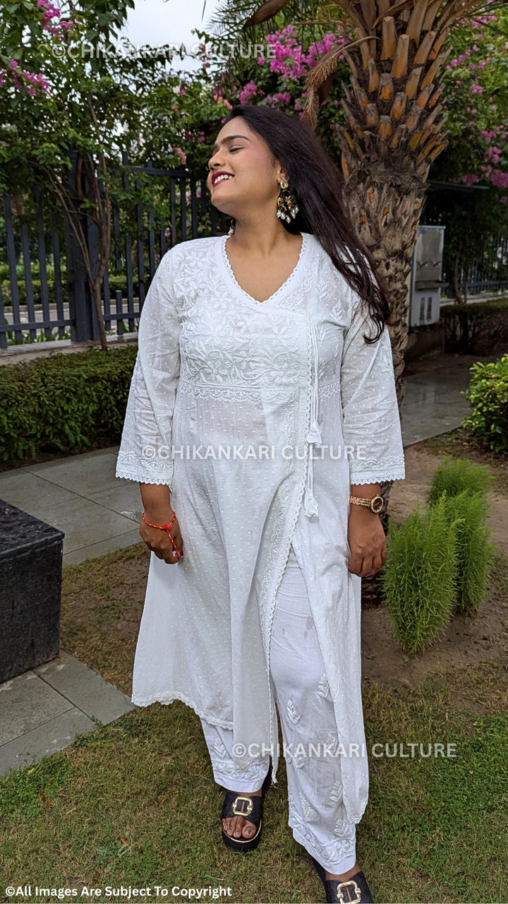 Kaina Chikankari Dobby Angarkha Kurta