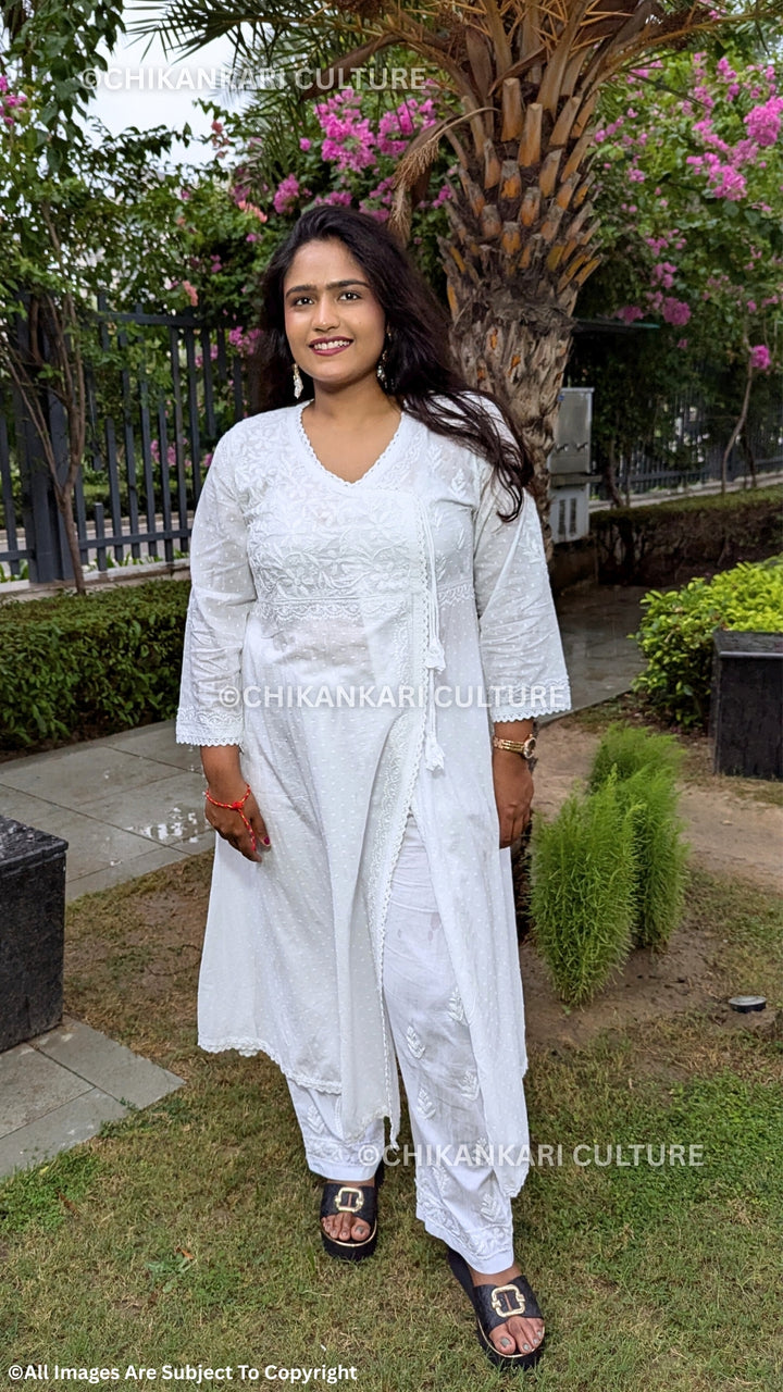 Kaina Chikankari Dobby Angarkha Kurta