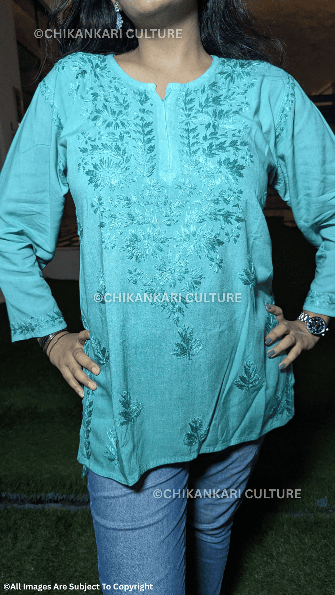 Kyra Chikankari Rayon Ombre Short Kurti