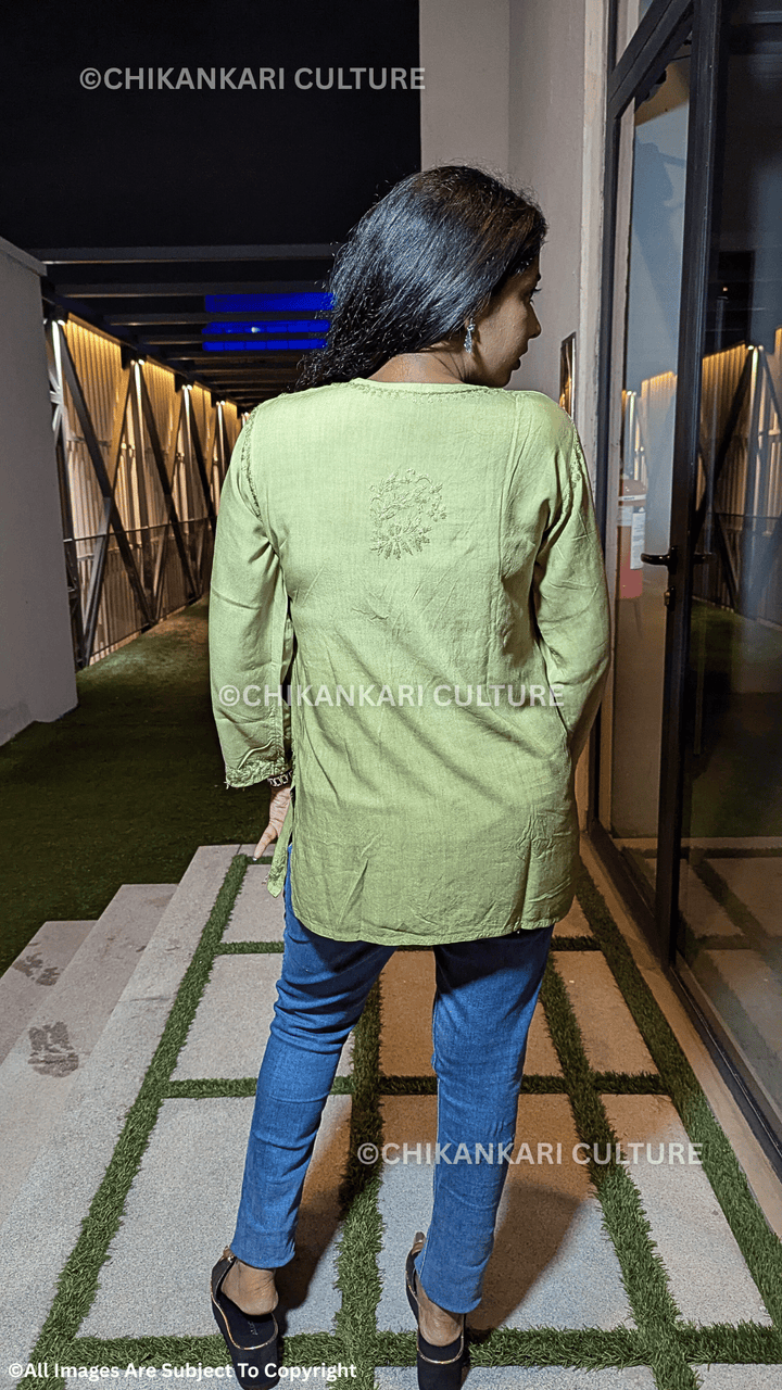 Kyra Chikankari Rayon Ombre Short Kurti