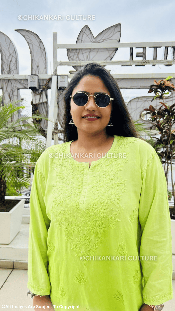 Kyra Chikankari Rayon Ombre Short Kurti