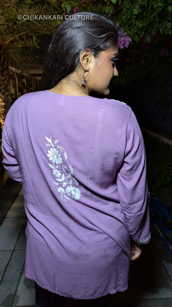 Zarah Modal Chikankari Solid Short Kurta