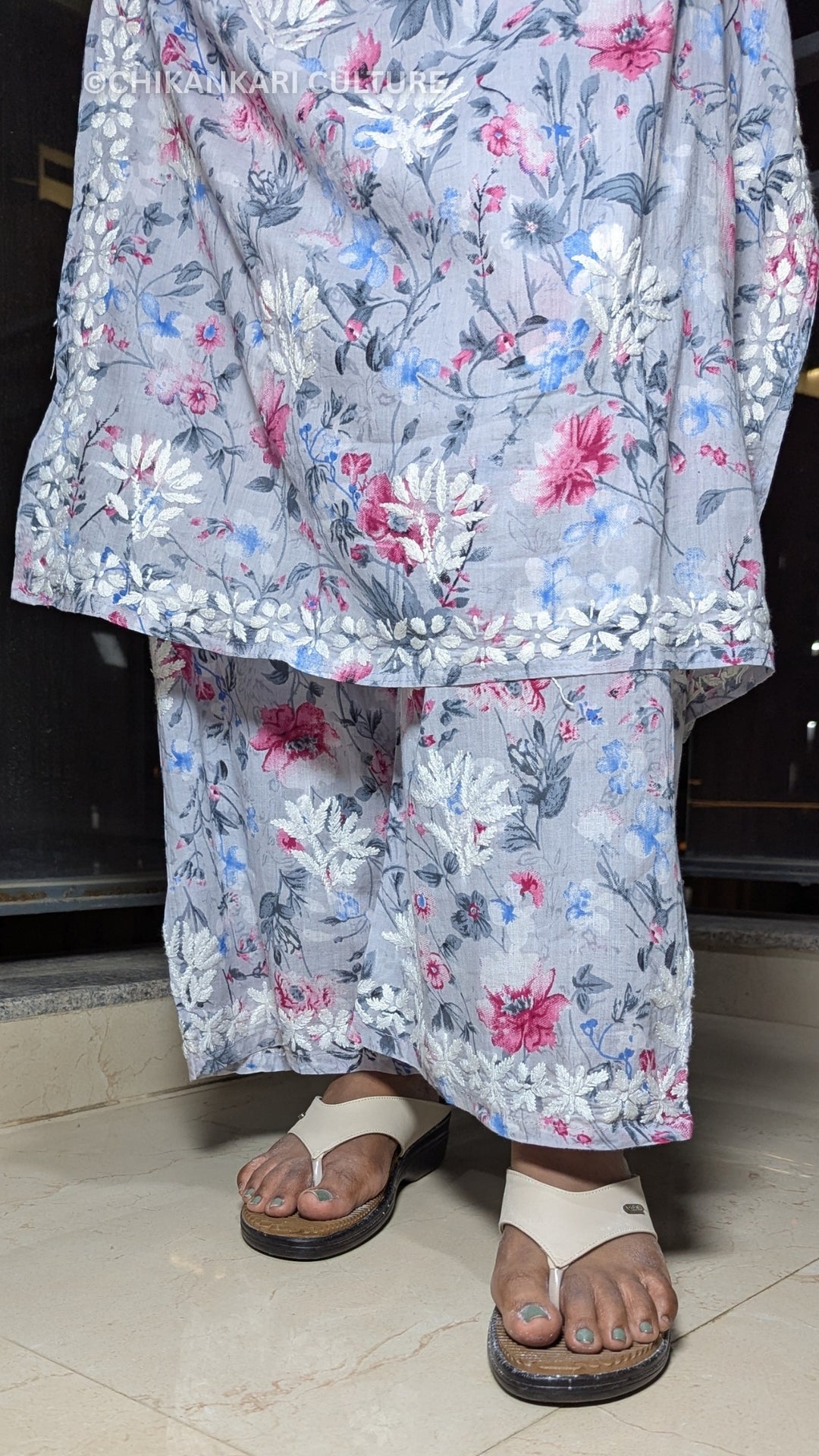 Aarohi Chikankari Mulmul Cotton Printed Straight Kurta Set