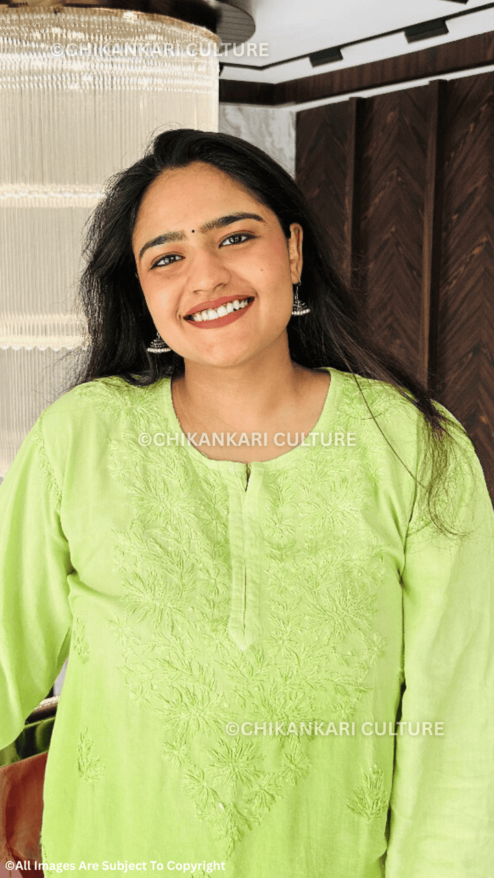 Kyra Chikankari Rayon Ombre Short Kurti