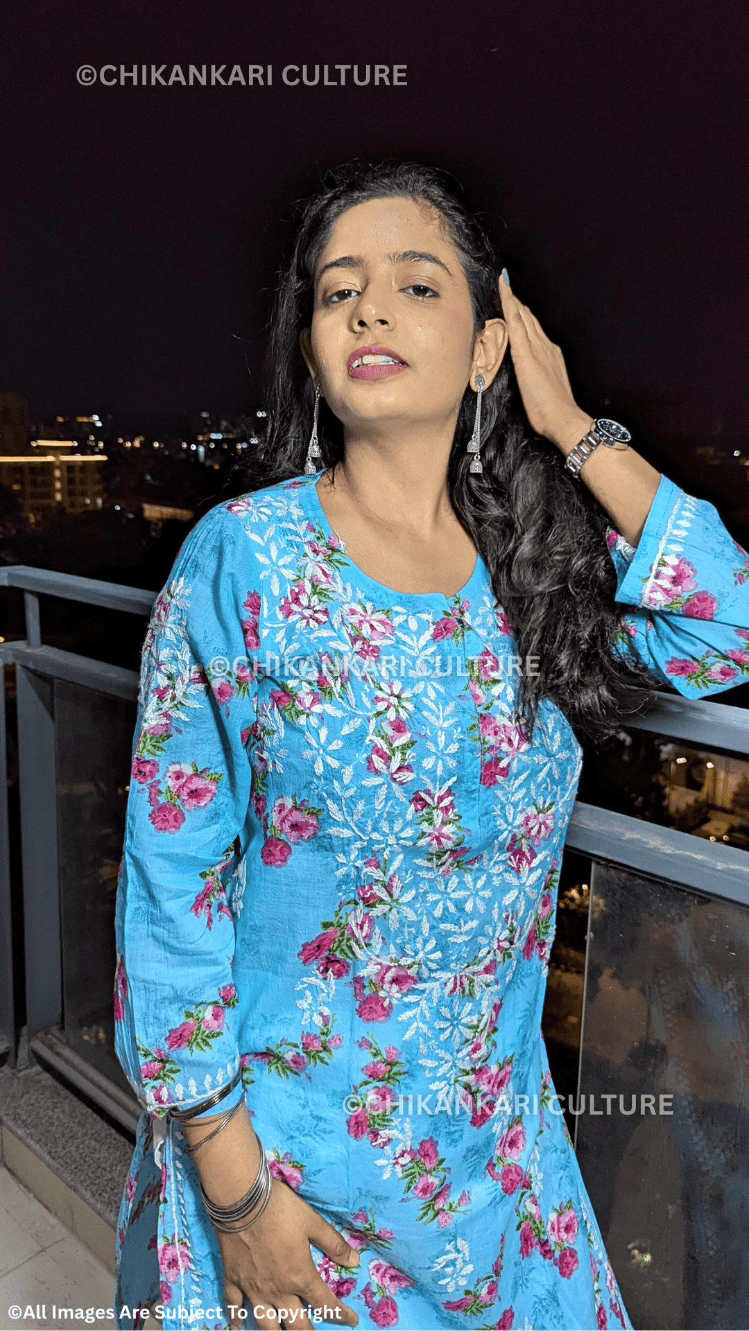Aafna Chikankari Mulmul Cotton Printed Straight Kurta