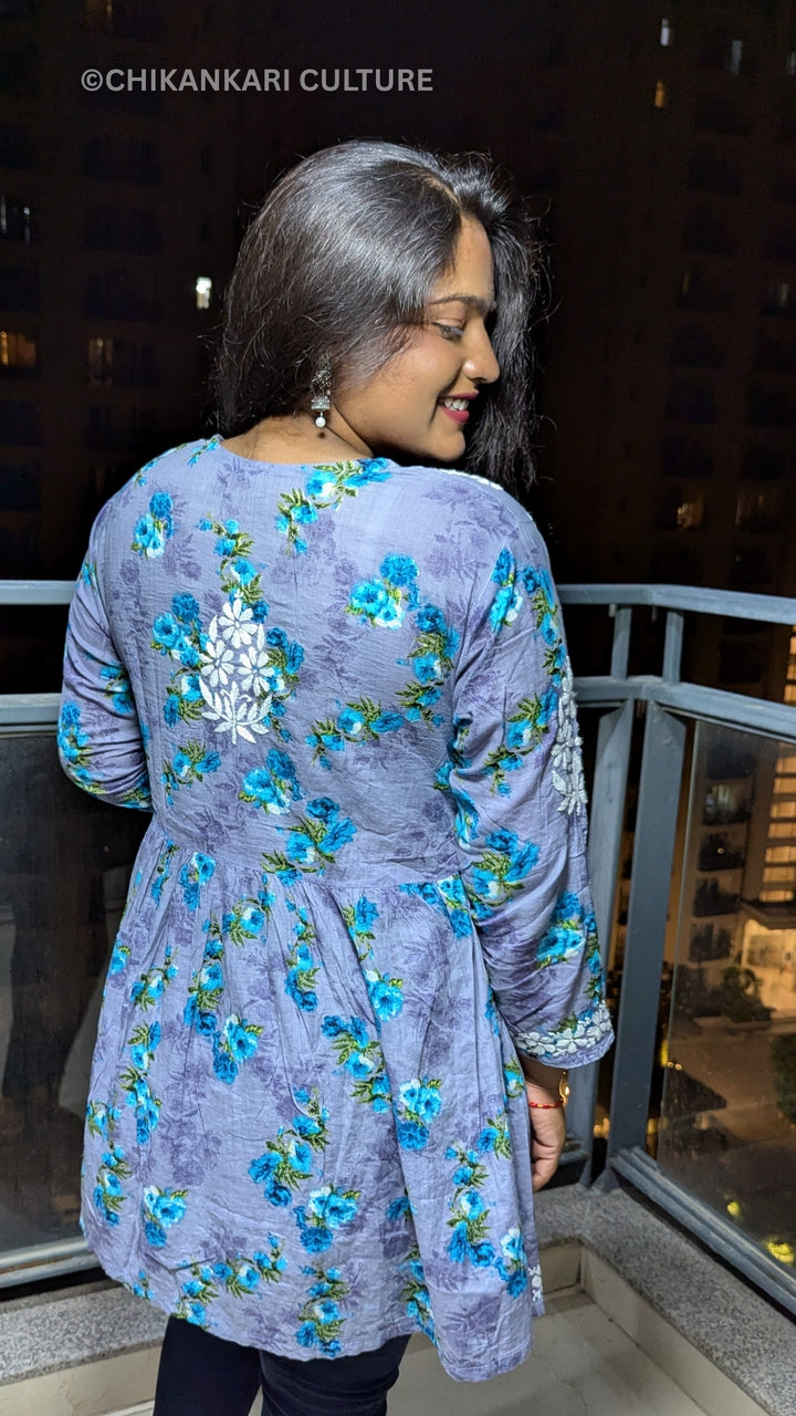 Chikankari Mulmul Short Gown