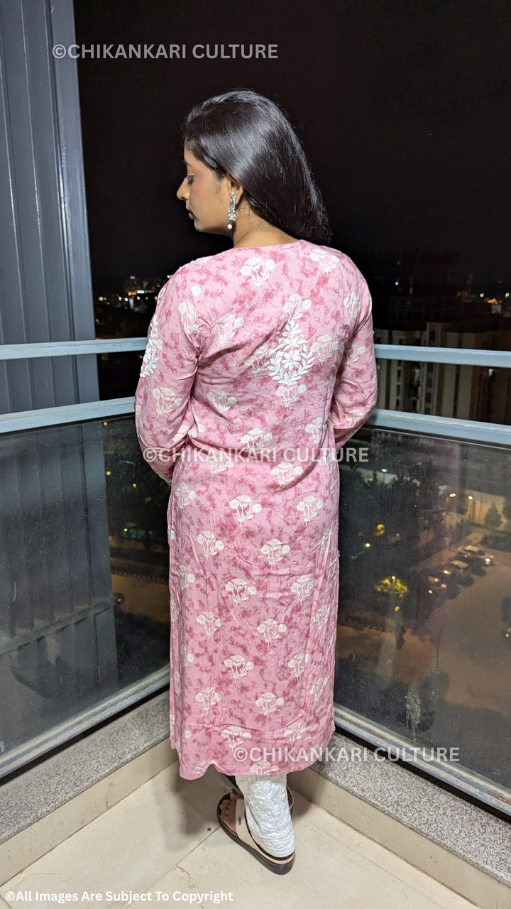 Mahira Chikankari Modal Printed Straight Kurta