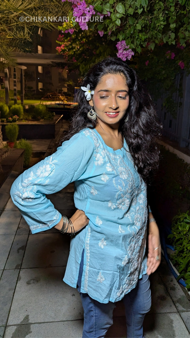 Zarah Modal Chikankari Solid Short Kurta