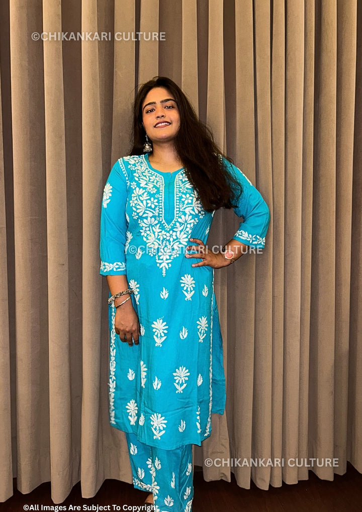 Soha Chikankari Rayon Straight Kurta Set