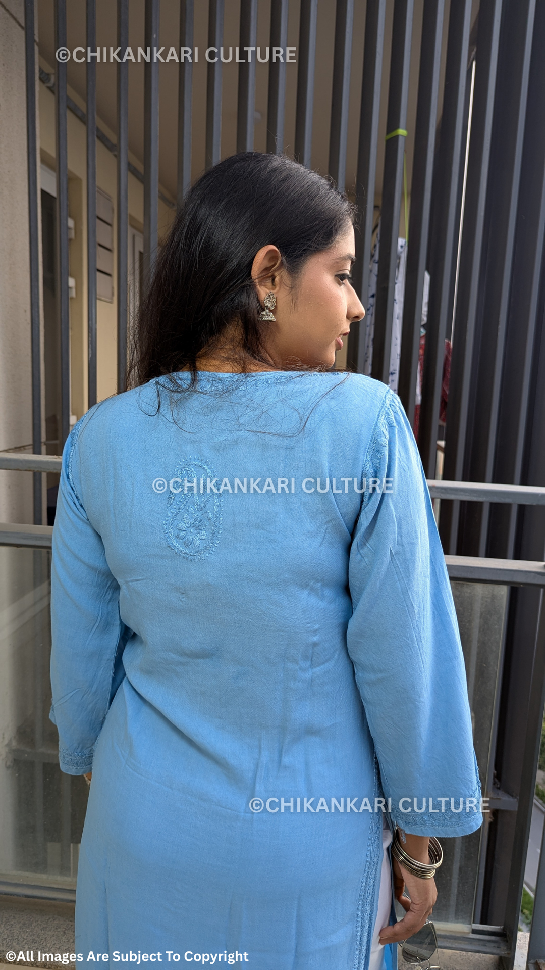 Rayon Chikankari Solid Women's Long Kurta