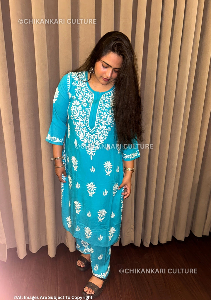 Soha Chikankari Rayon Straight Kurta Set