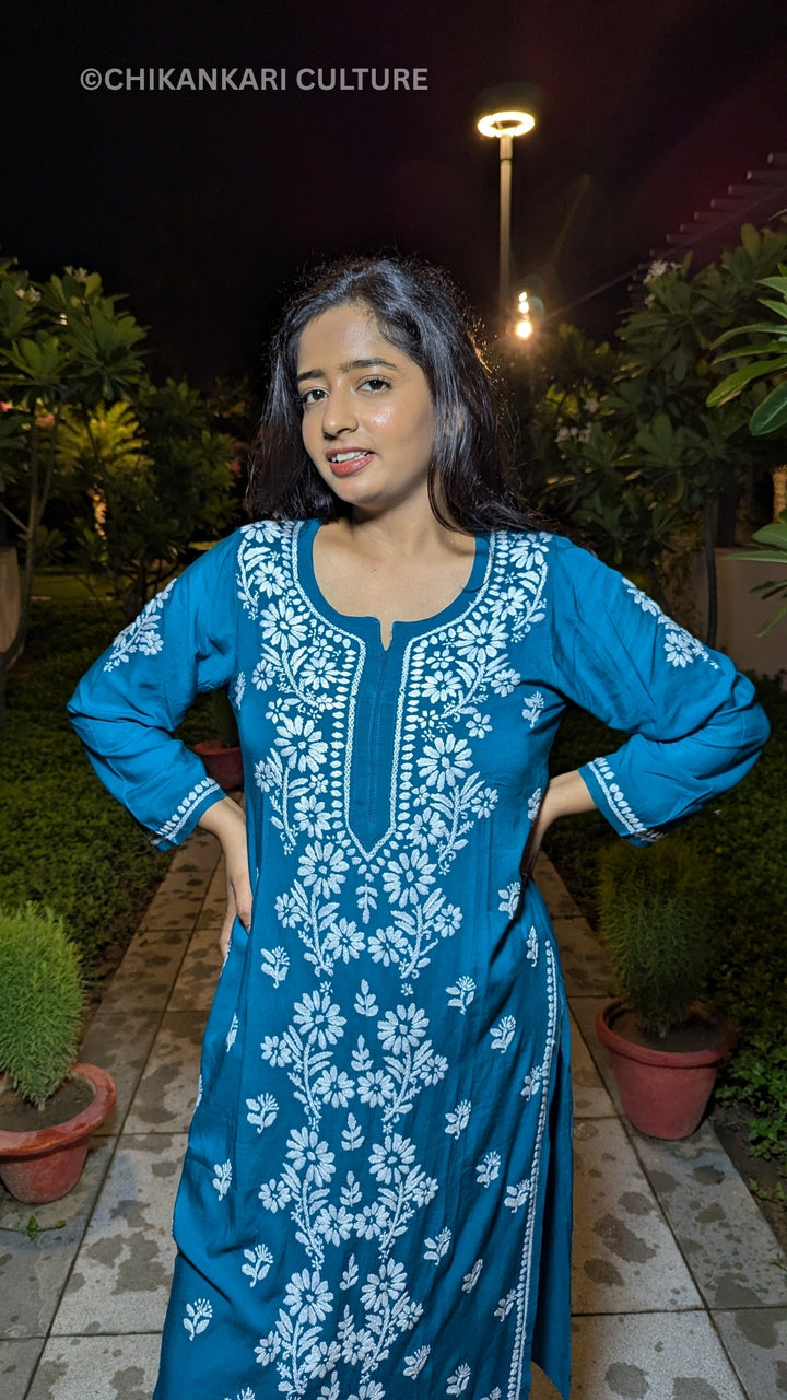 Inaaya Chikankari Modal Straight Kurta