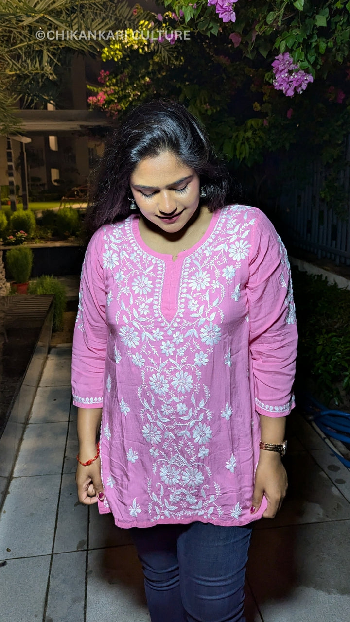 Zarah Modal Chikankari Solid Short Kurta