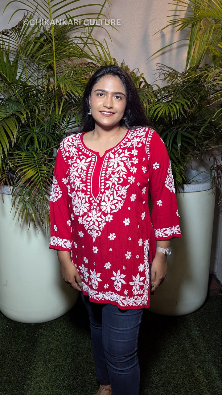 Sitara Modal 3D Chikankari Solid Short Kurta