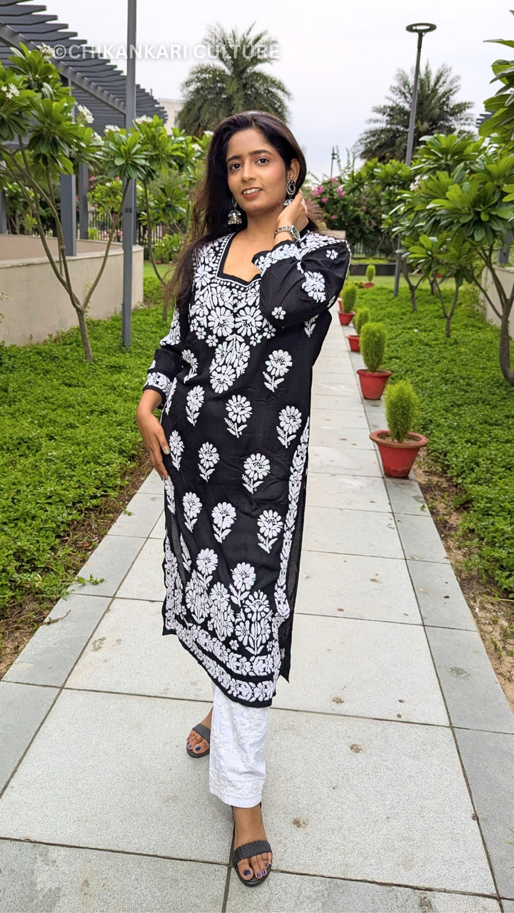 Aardhya Modal 3D Chikankari Straight Kurta
