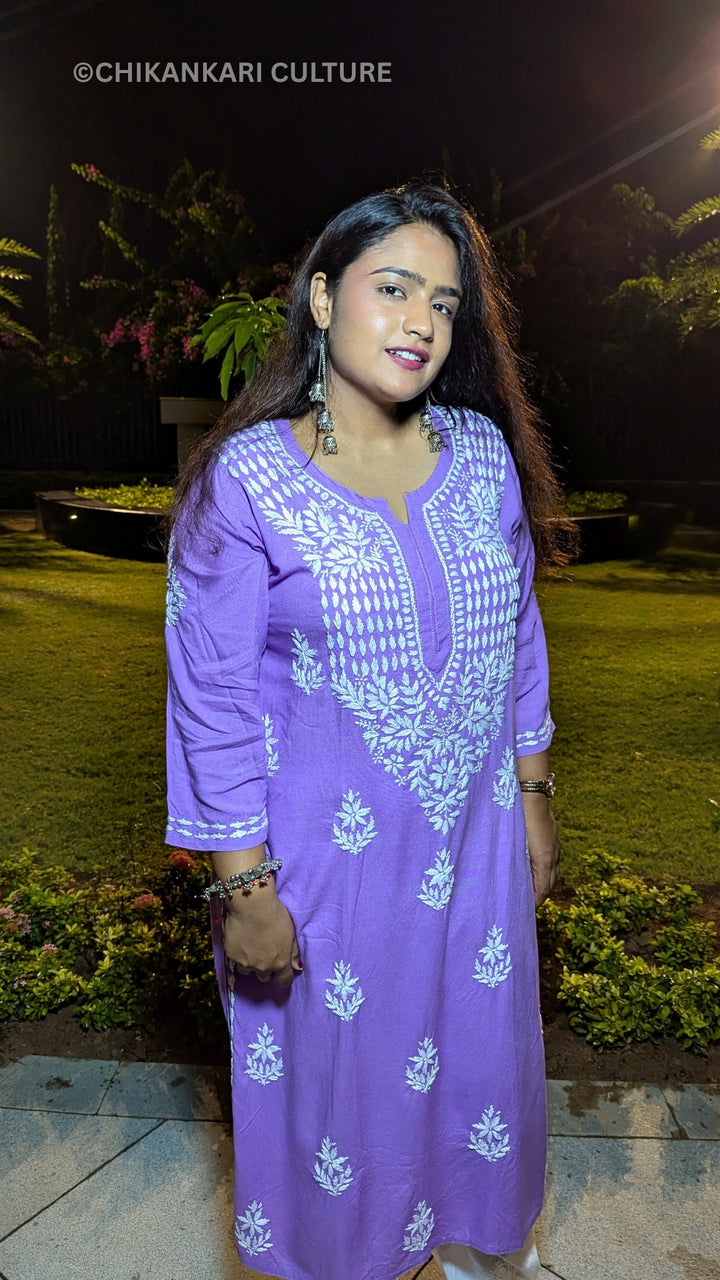 Heer Chikankari Rayon Straight Kurta