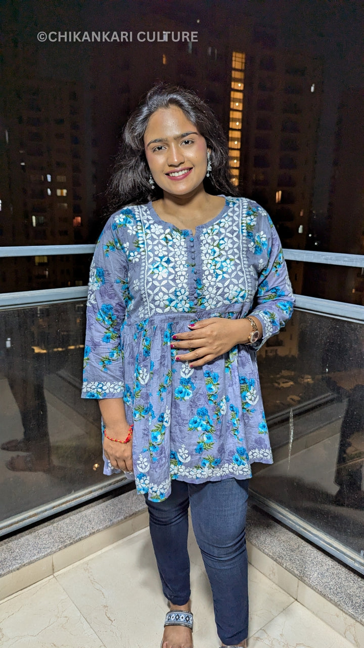Chikankari Mulmul Short Gown
