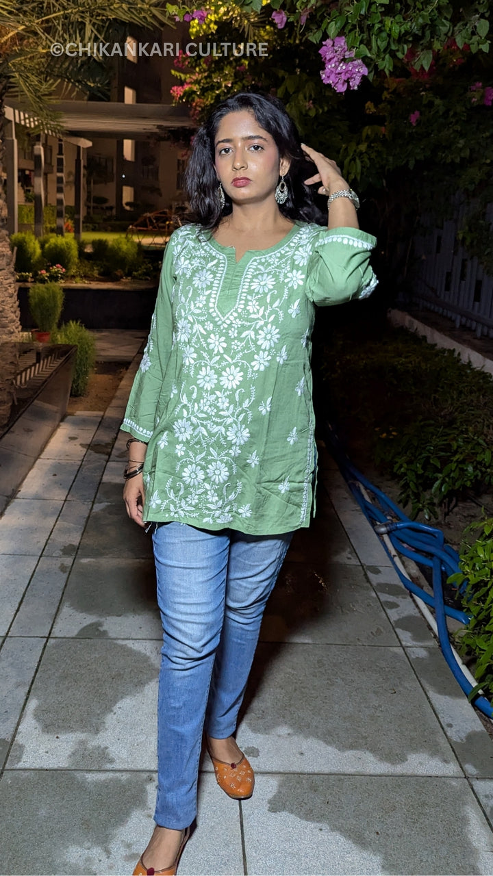 Zarah Modal Chikankari Solid Short Kurta