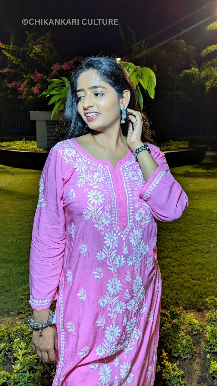 Inaaya Chikankari Modal Straight Kurta
