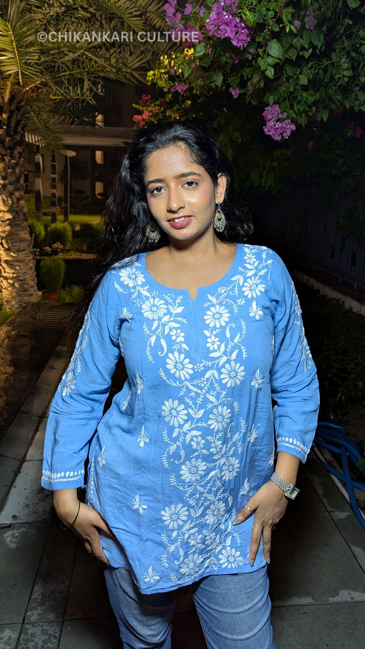Zarah Modal Chikankari Solid Short Kurta
