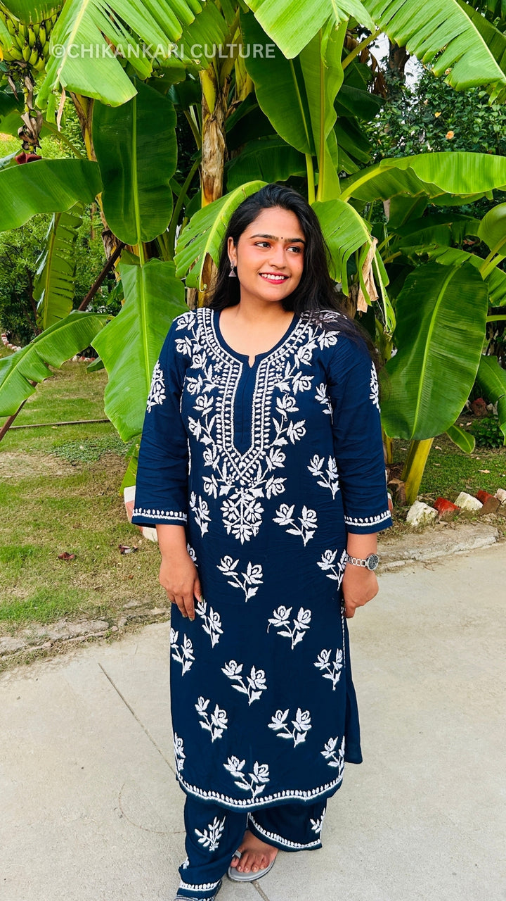 Falak Chikankari Modal Straight Kurta Set
