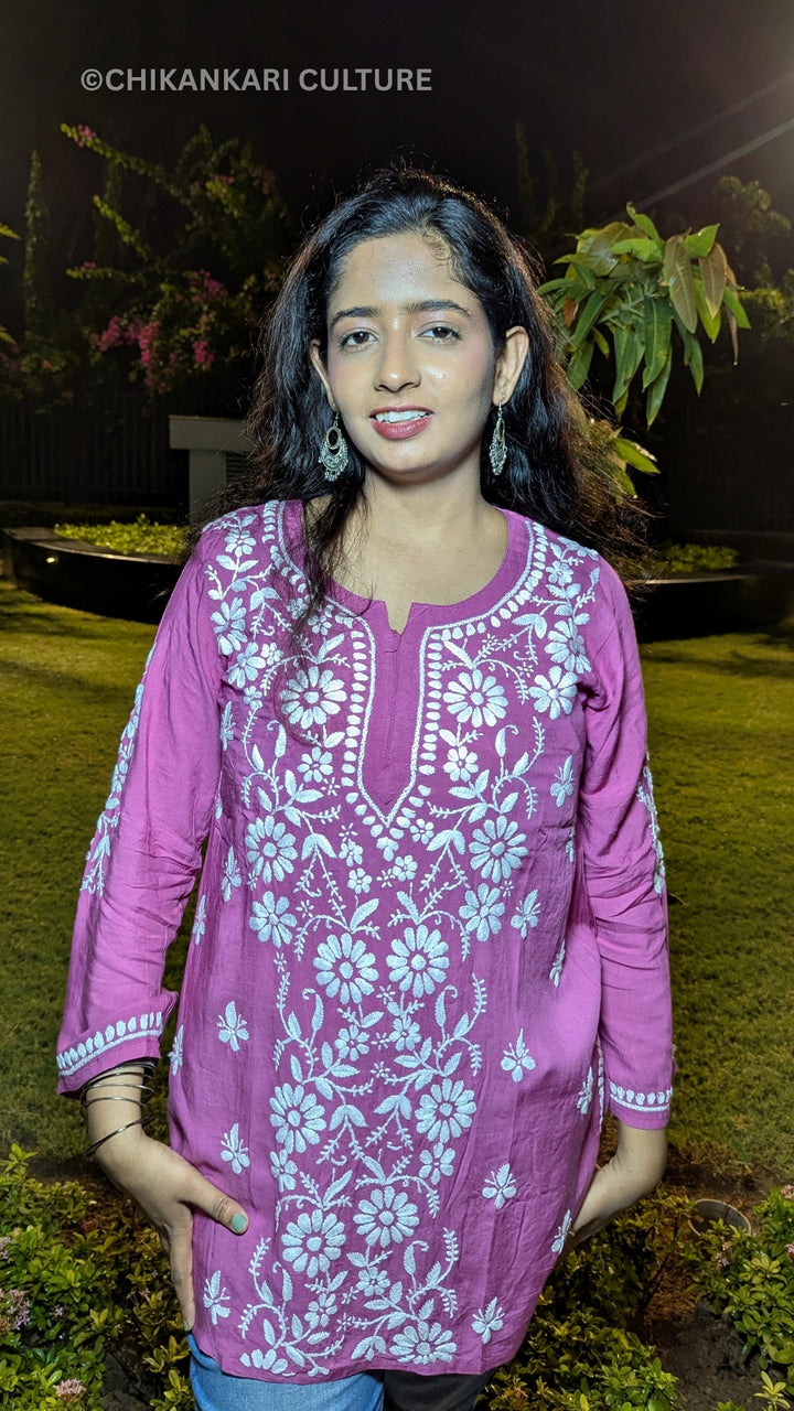 Zarah Modal Chikankari Solid Short Kurta