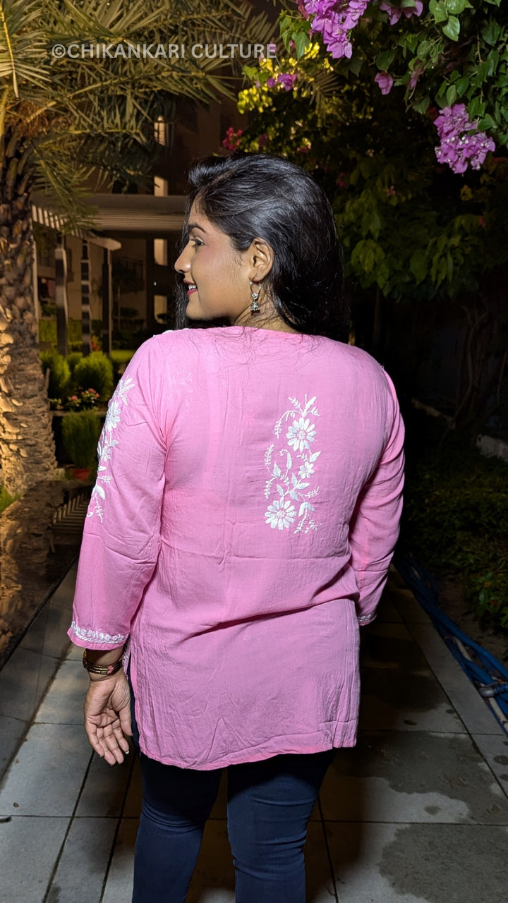 Zarah Modal Chikankari Solid Short Kurta