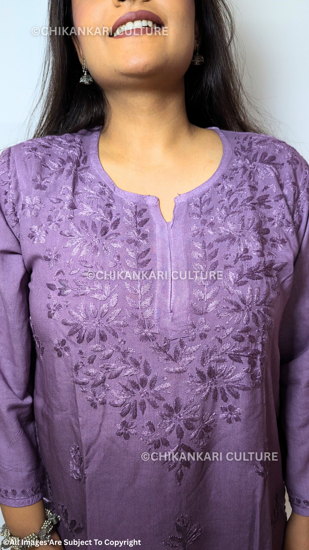 Kyra Chikankari Rayon Ombre Short Kurti