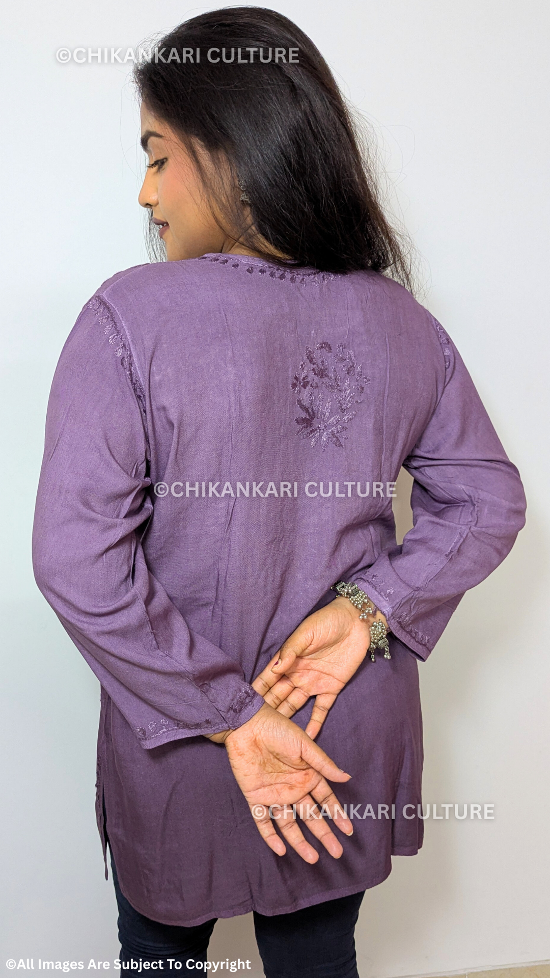 Kyra Chikankari Rayon Ombre Short Kurti