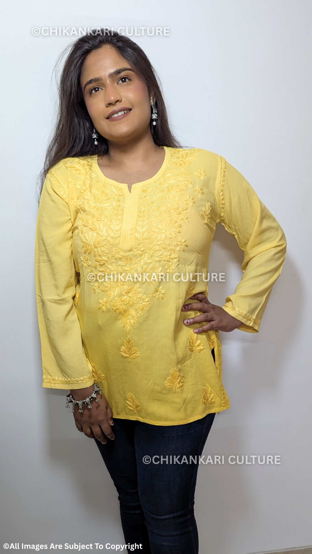 Kyra Chikankari Rayon Ombre Short Kurti
