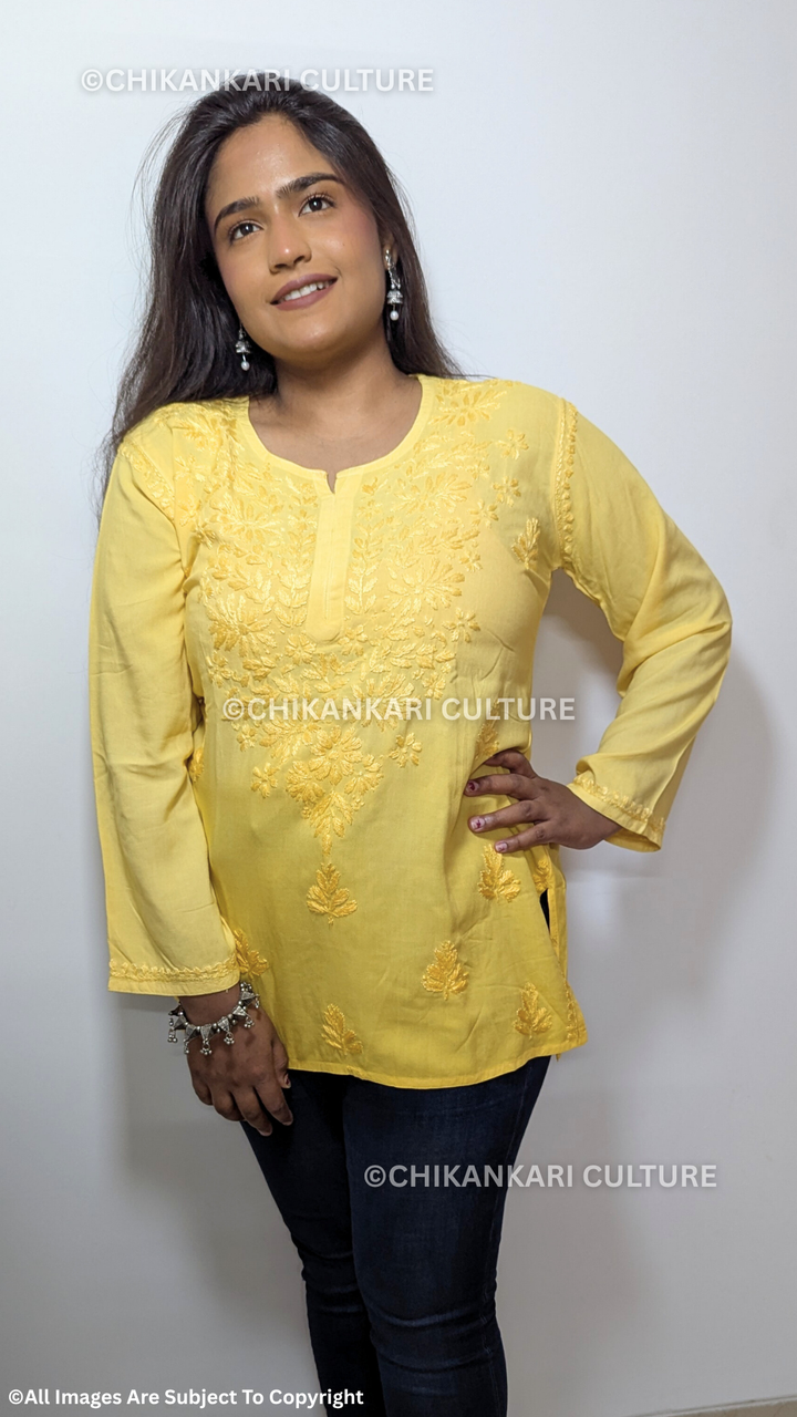 Kyra Chikankari Rayon Ombre Short Kurti