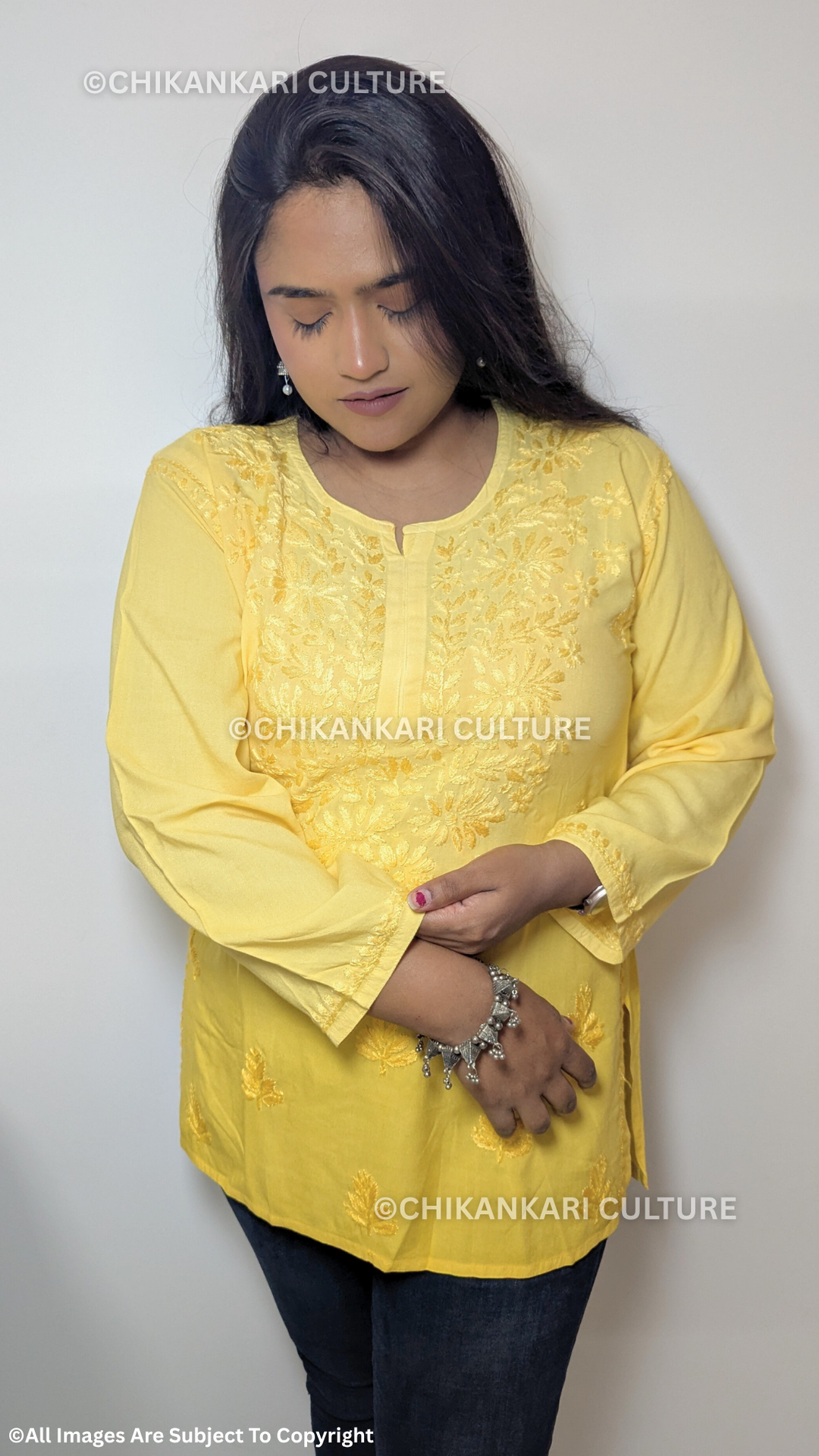 Kyra Chikankari Rayon Ombre Short Kurti