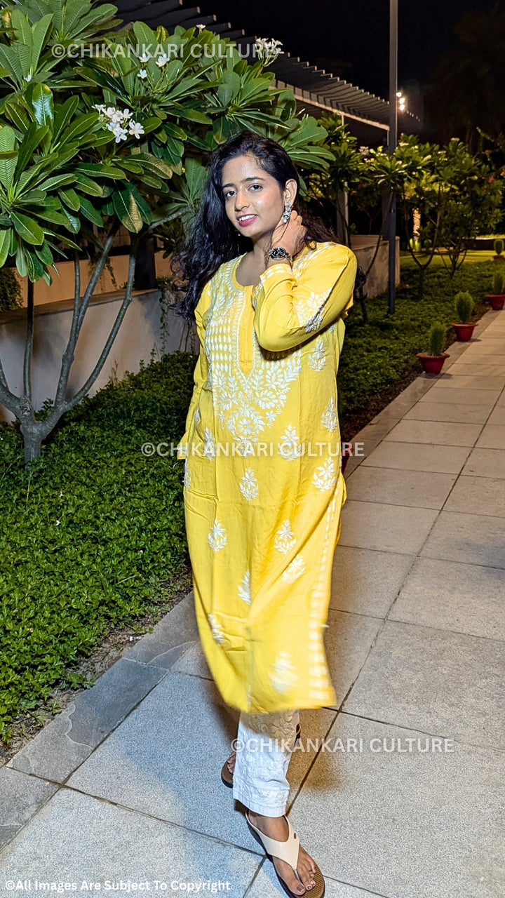 Heer Chikankari Rayon Straight Kurta