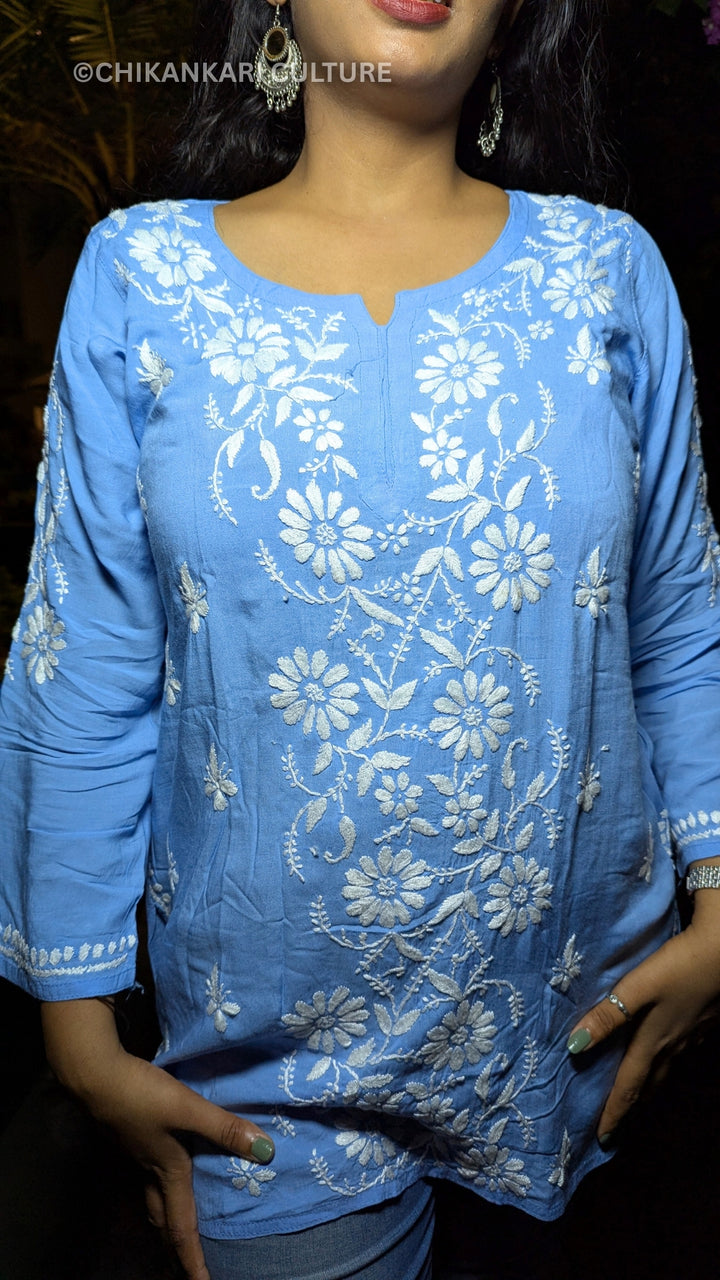 Zarah Modal Chikankari Solid Short Kurta