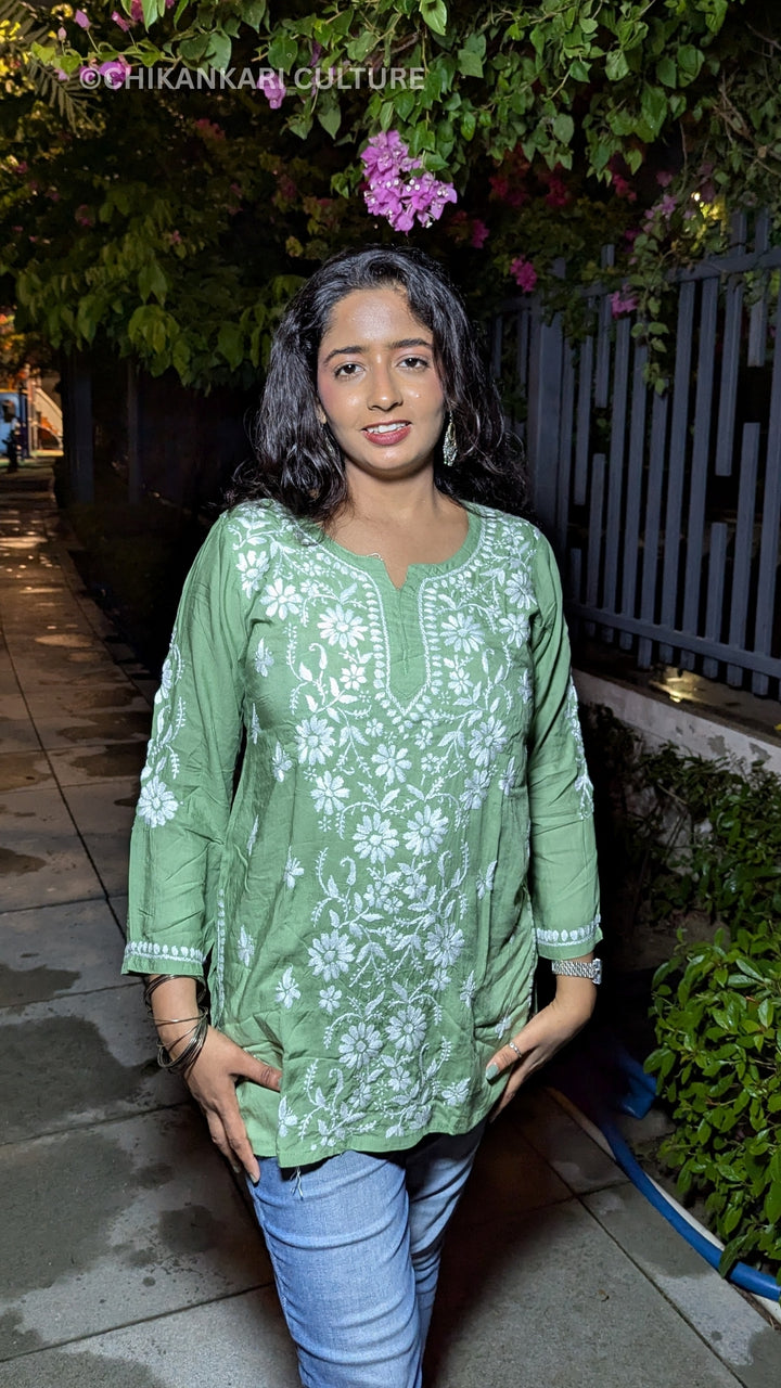 Zarah Modal Chikankari Solid Short Kurta
