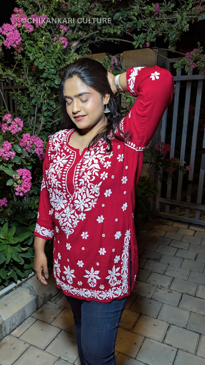 Sitara Modal 3D Chikankari Solid Short Kurta