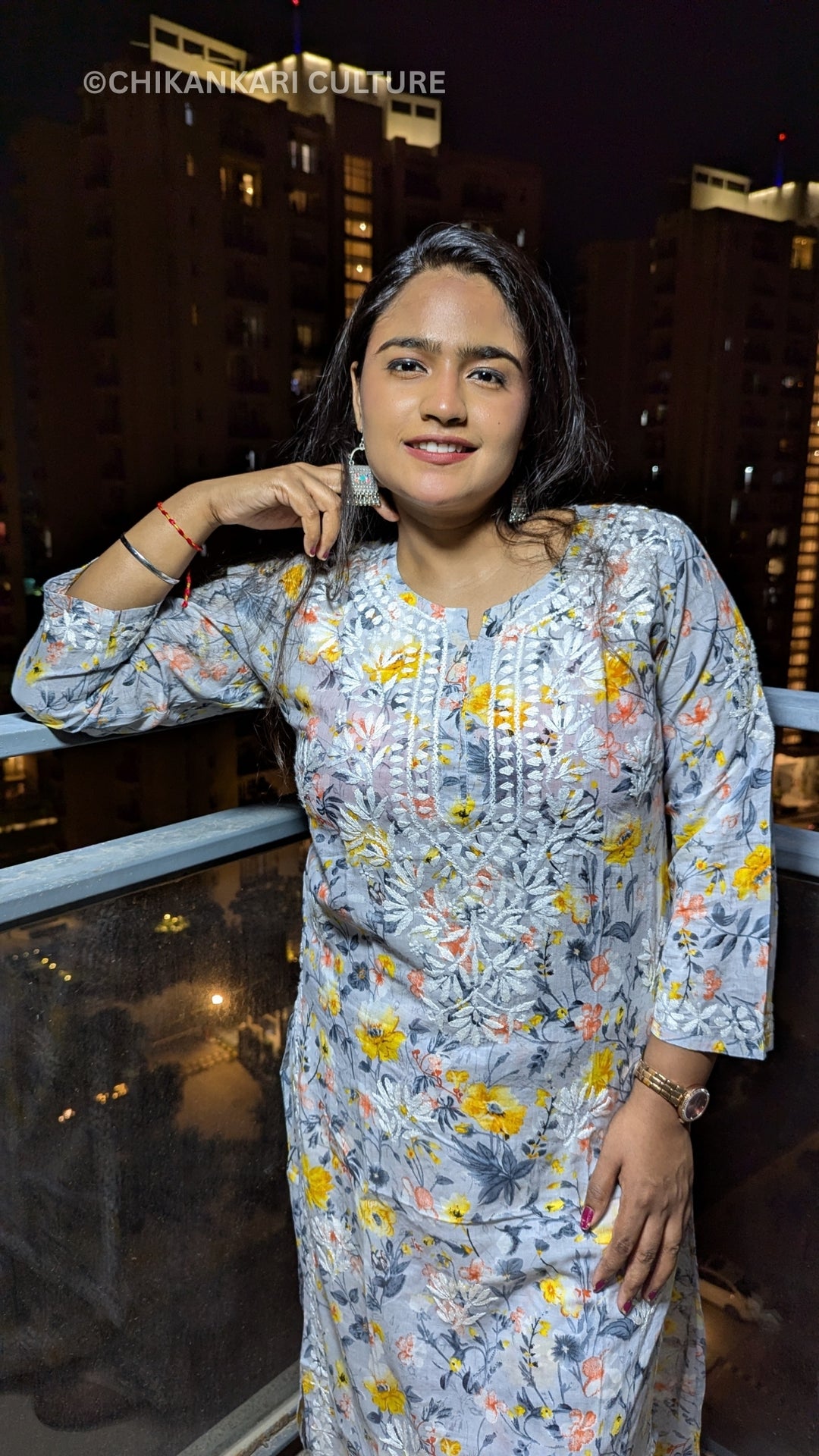Aarohi Chikankari Mulmul Cotton Printed Straight Kurta Set