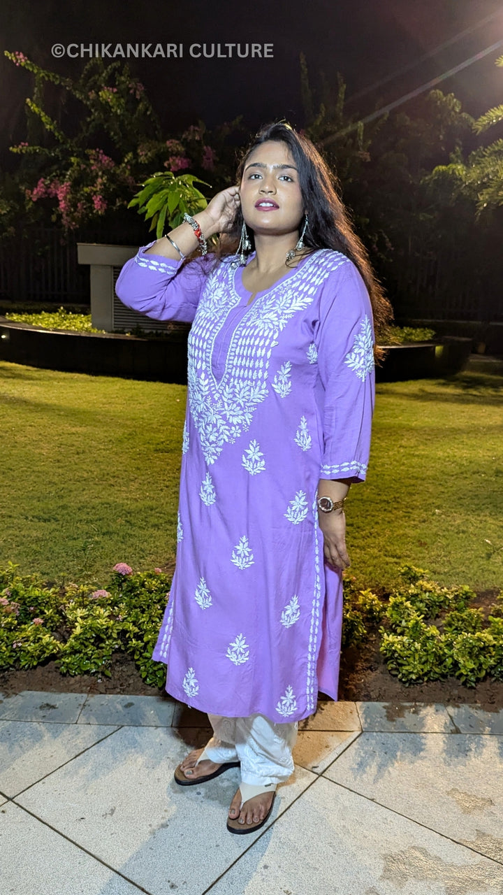 Heer Chikankari Rayon Straight Kurta
