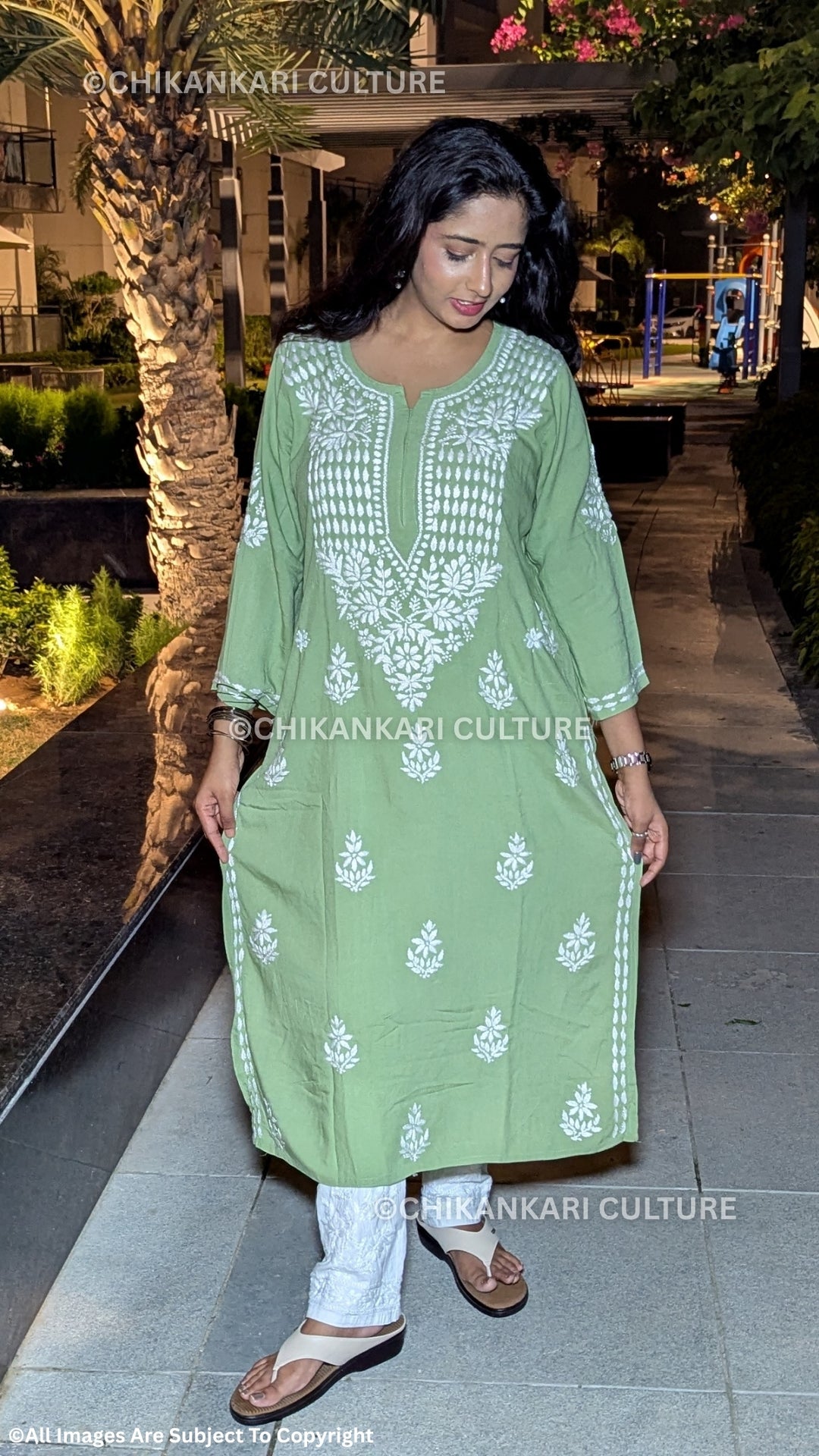 Heer Chikankari Rayon Straight Kurta
