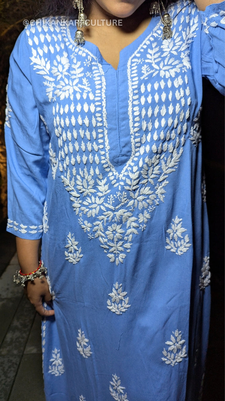 Heer Chikankari Rayon Straight Kurta