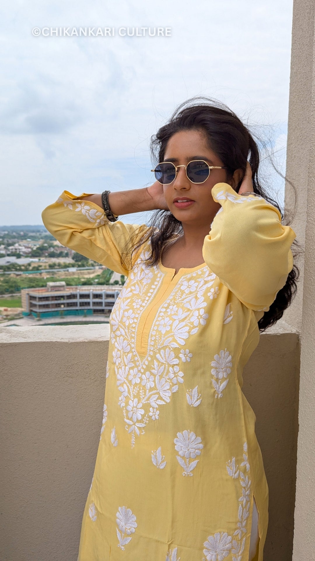 Chavi Rayon Chikankari Solid Women's Long Kurta