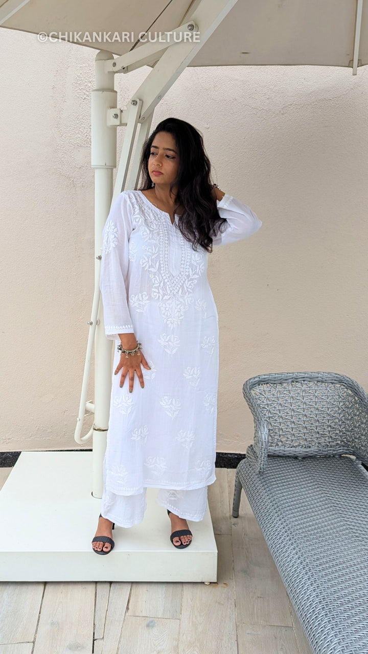 Falak Chikankari Modal Straight Kurta Set