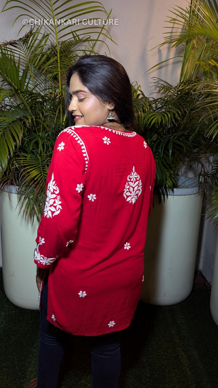Sitara Modal 3D Chikankari Solid Short Kurta