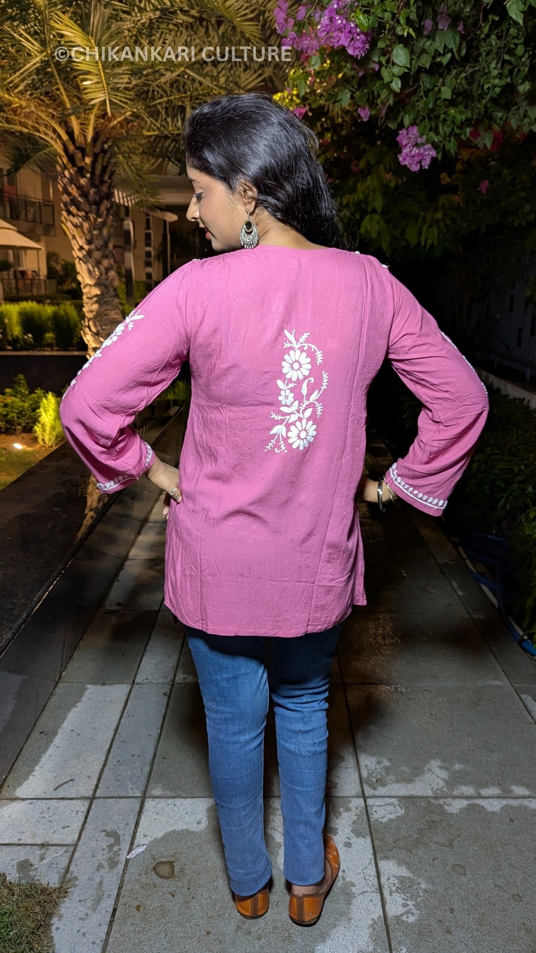 Zarah Modal Chikankari Solid Short Kurta