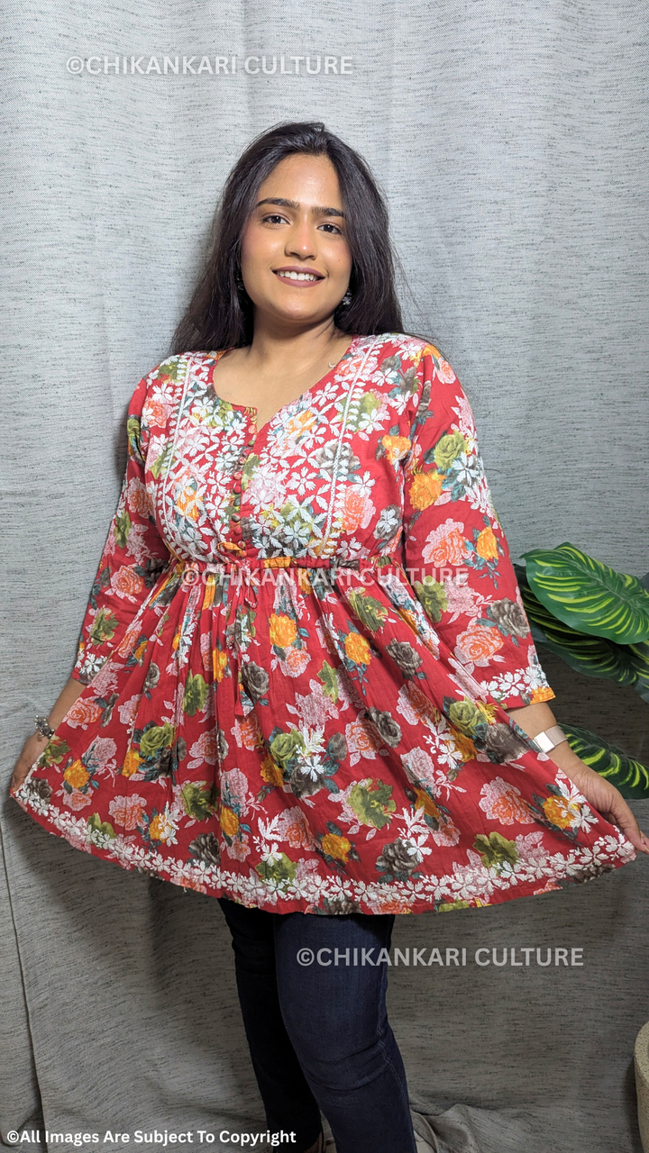Chikankari Mulmul Short Gown