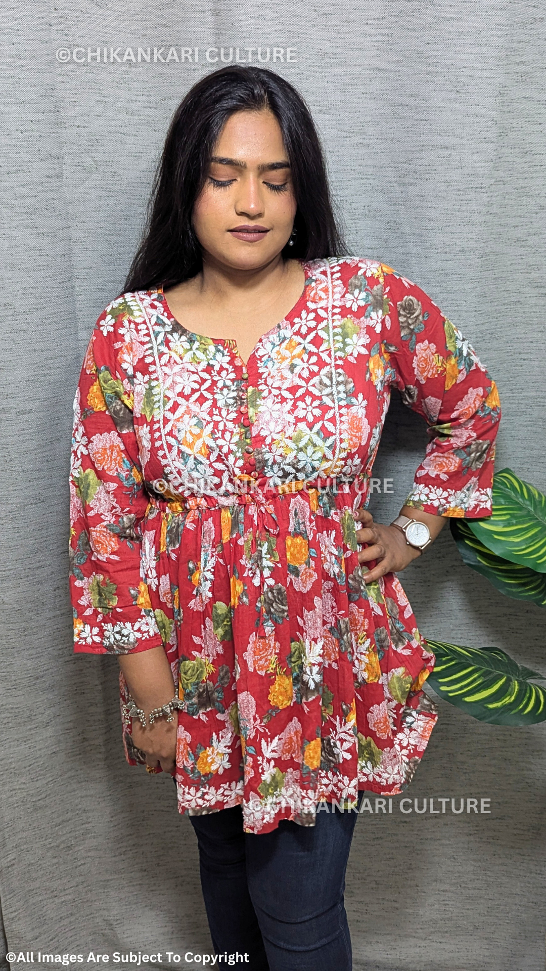 Chikankari Mulmul Short Gown