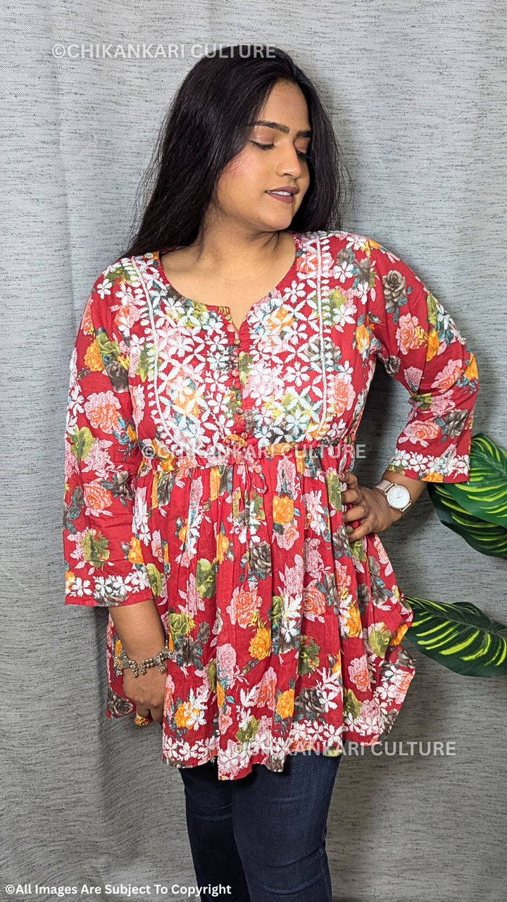 Chikankari Mulmul Short Gown