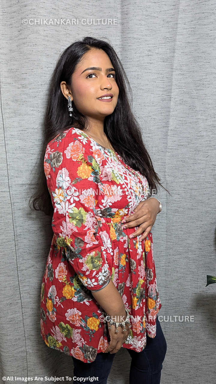 Chikankari Mulmul Short Gown