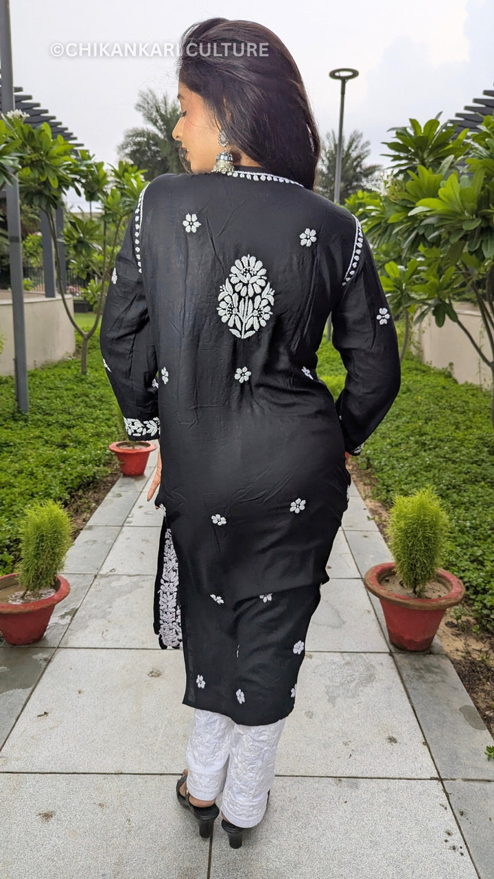 Aardhya Modal 3D Chikankari Straight Kurta
