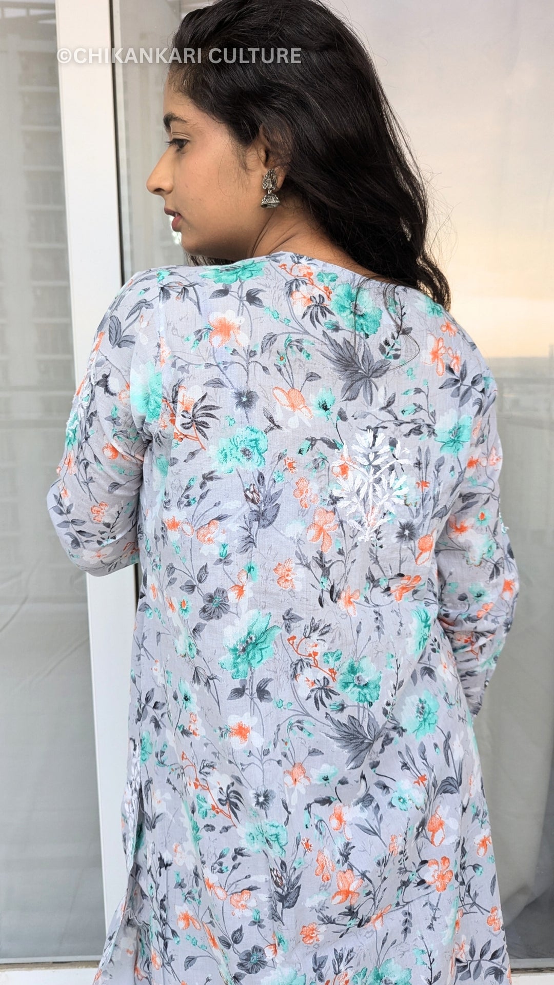 Aarohi Chikankari Mulmul Cotton Printed Straight Kurta Set